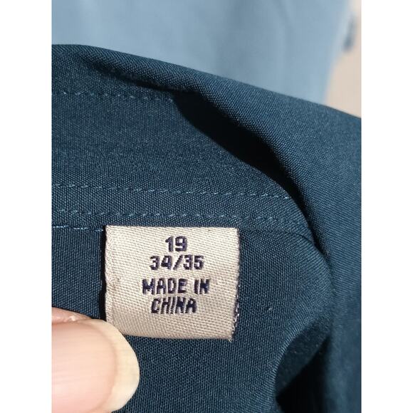 Kilburne & Finch Size 19 34/35 Long Sleeve Teal Button Up Dress Shirt - Picture 8 of 9